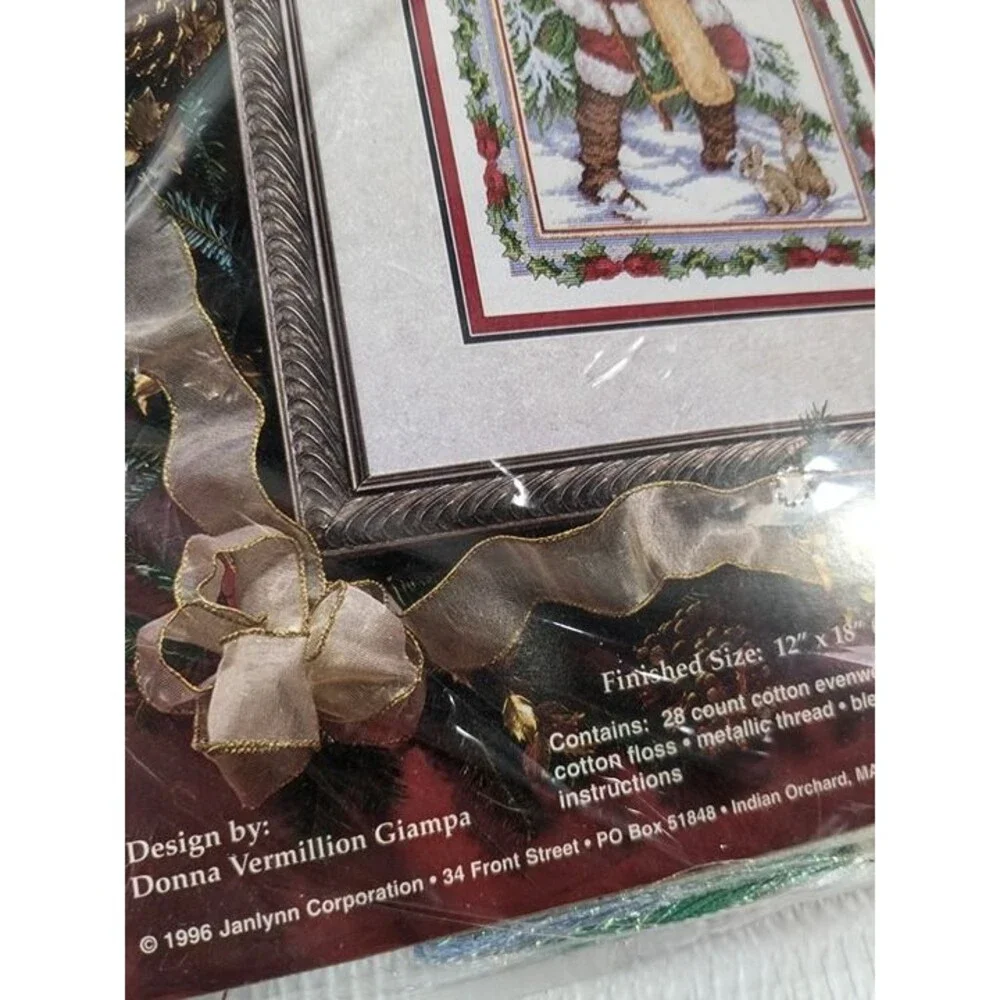 NEW Janlynn Glittery Snow Santa Claus Christmas Cross Stitch Kit picture 125-196